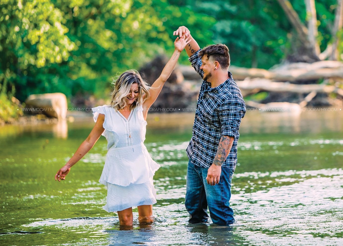 Karmon Waite and Daniel Allen, the subjects of a blind date photoshoot gone viral, test the waters and each other under the Darlington Covered Bridge in June.